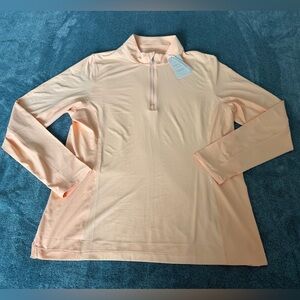 New Peter Millar Women's 1/4 Zip Performance Pullover L Peach Golf Pickleball